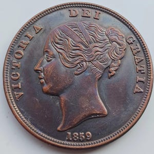 1859 Queen Victoria Penny coin gift item for collector restrike British