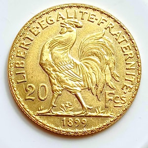 France Marianne Rooster 20 Franc, Restrike coin, collectable item, Gold Plated