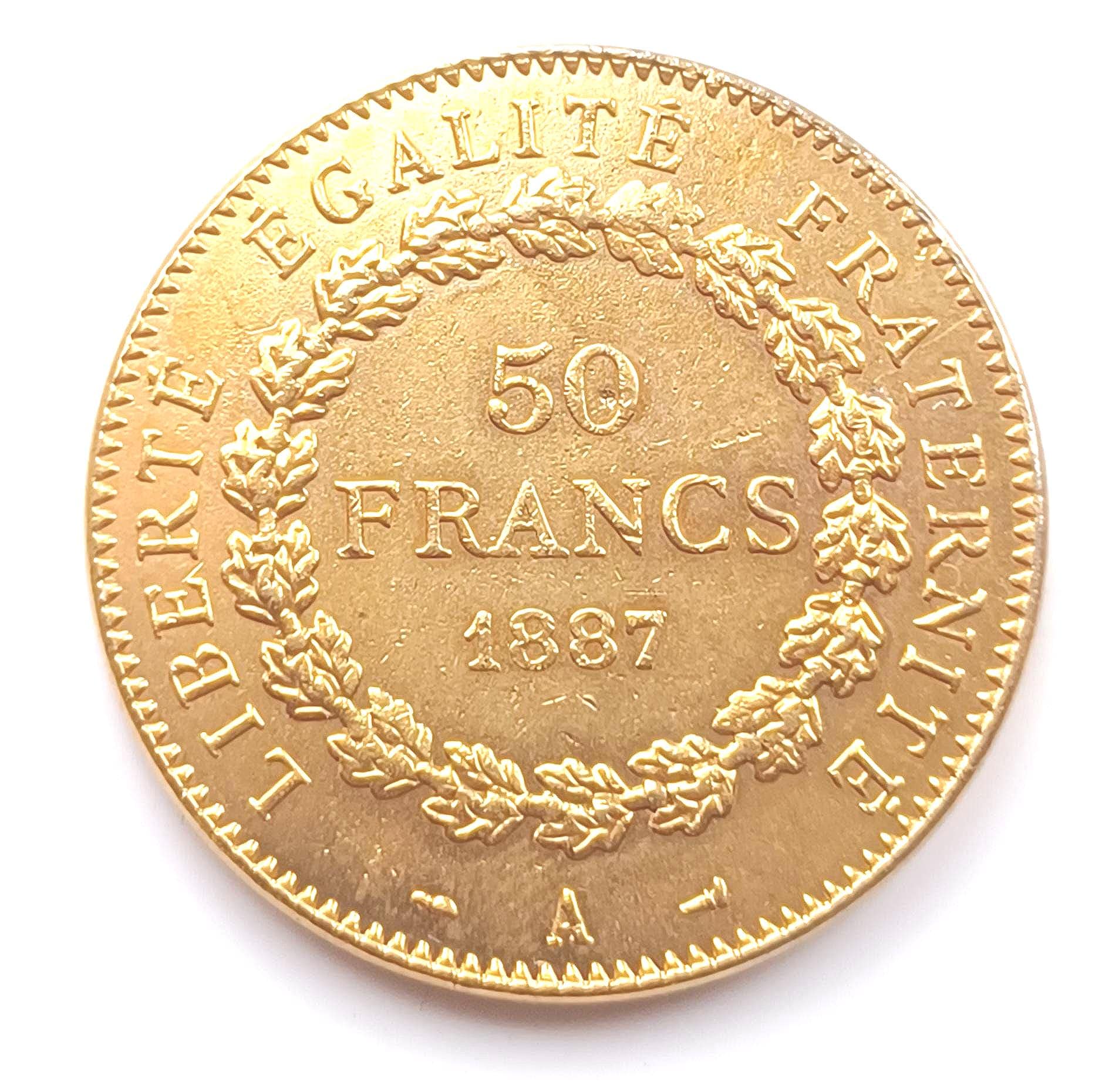 France 50 Francs *1887 A* Third Republic Gold plated Restrike