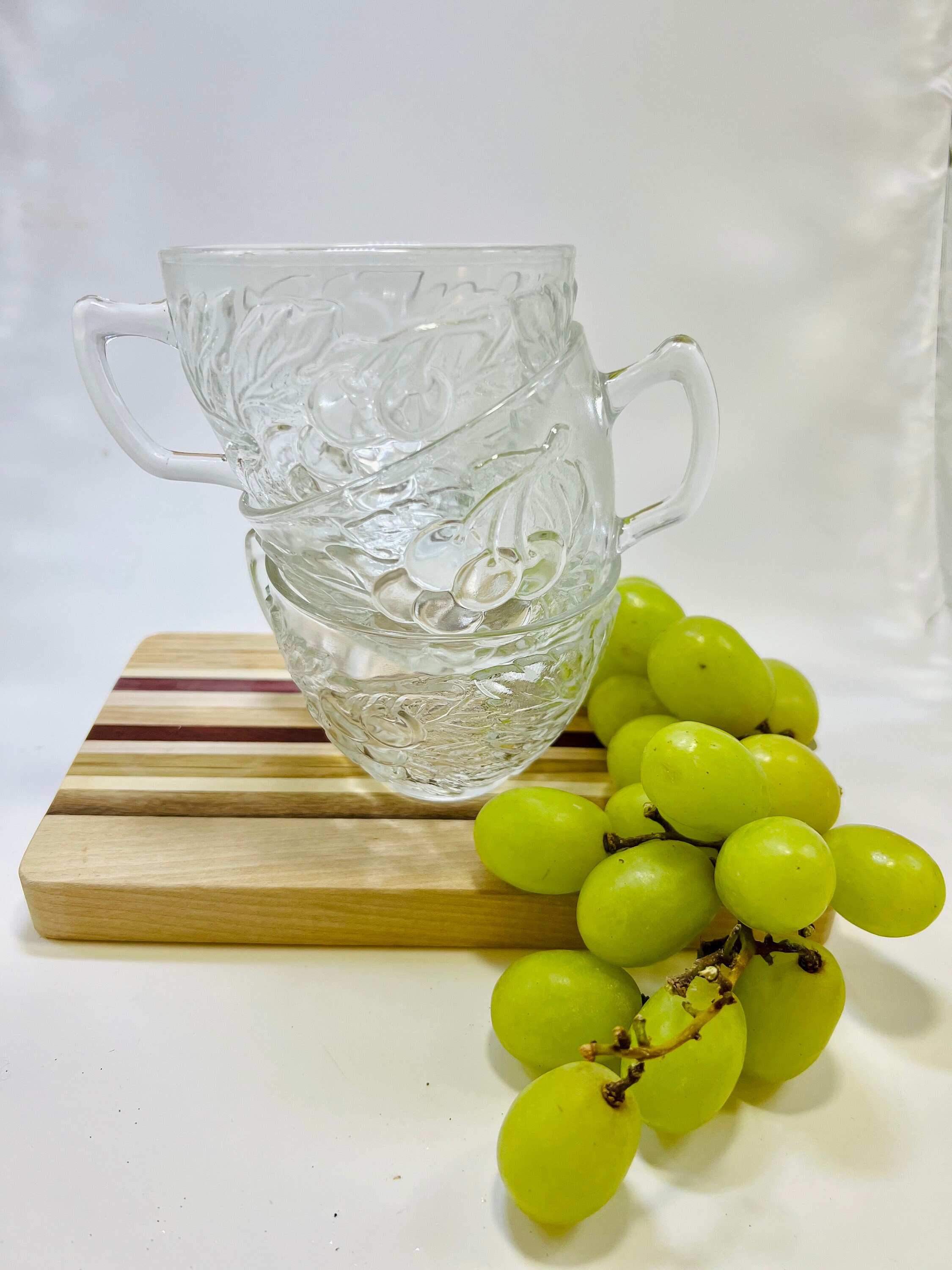 Vintage Punch Bowl Set Grapevine Pattern With Original Box Etsy