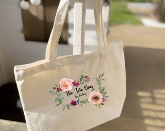 Tote Bag en toile avec cadre fleurs femme à personnaliser