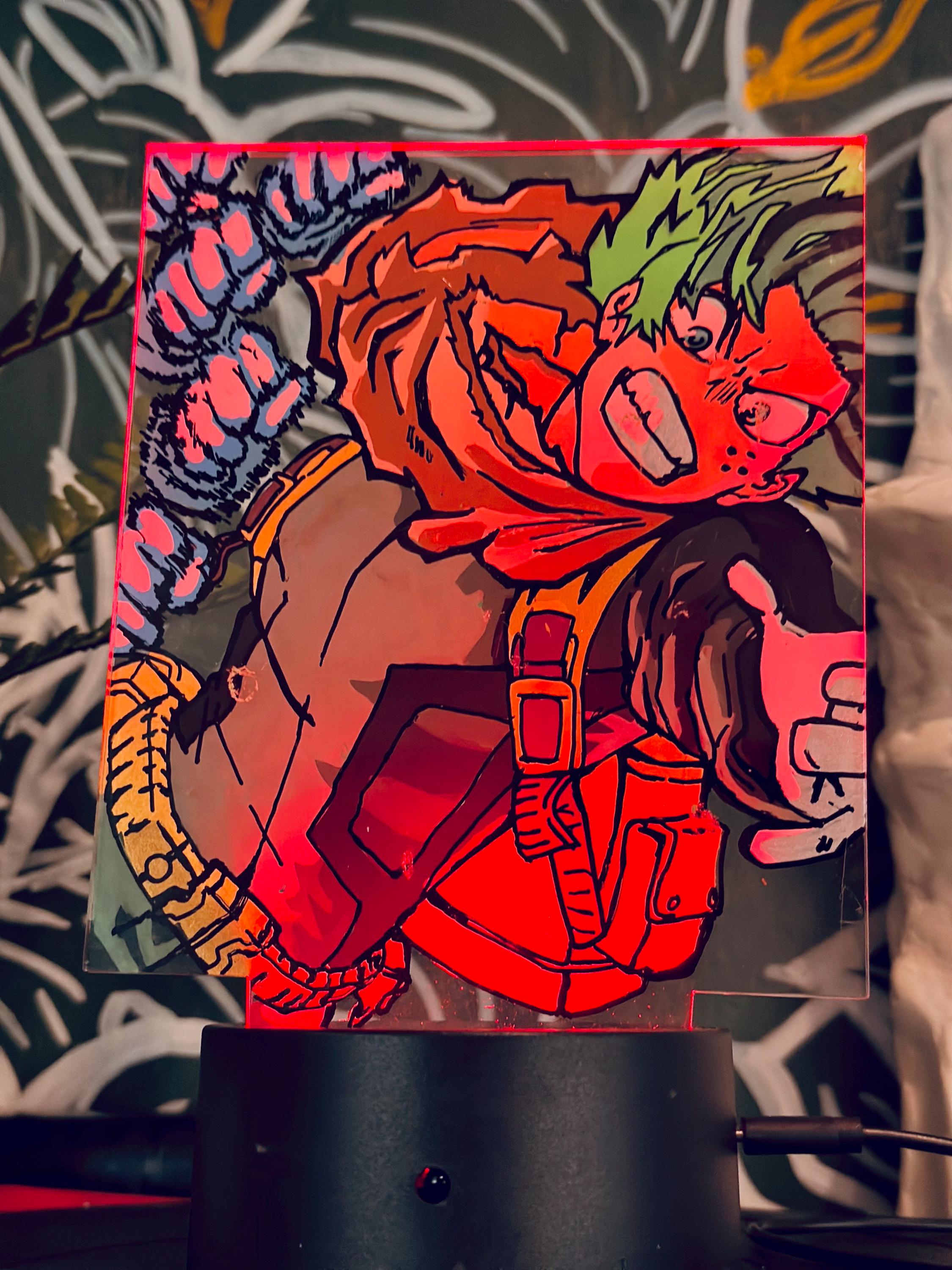 Deku Glass Painting | Hand-painted My Hero Academia LED Art | Usb ...