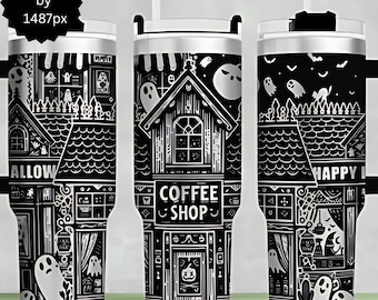 Ghost Shop 40oz Laser Tumbler Wrap SVG, 40oz Tumbler Laser Etched Halloween, Spooky Season Mug Wrap, 40oz Tumbler Design Laser Engraved