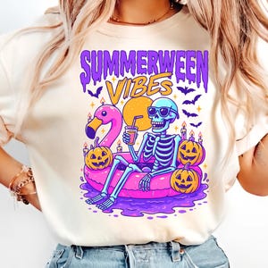 Funny Skeleton Summerween Vibes PNG, Spooky Beach Skeleton Clipart, Halloween in Summer Sublimation Design, Instant Download
