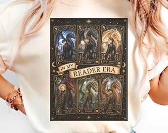 In My Reader Era Dragon Rider Tarot Shirt, Fantasy Bookish Tee, Romantasy Reader Gift, Fourth Wing Inspired Dragon Cards, BookTok Shirt