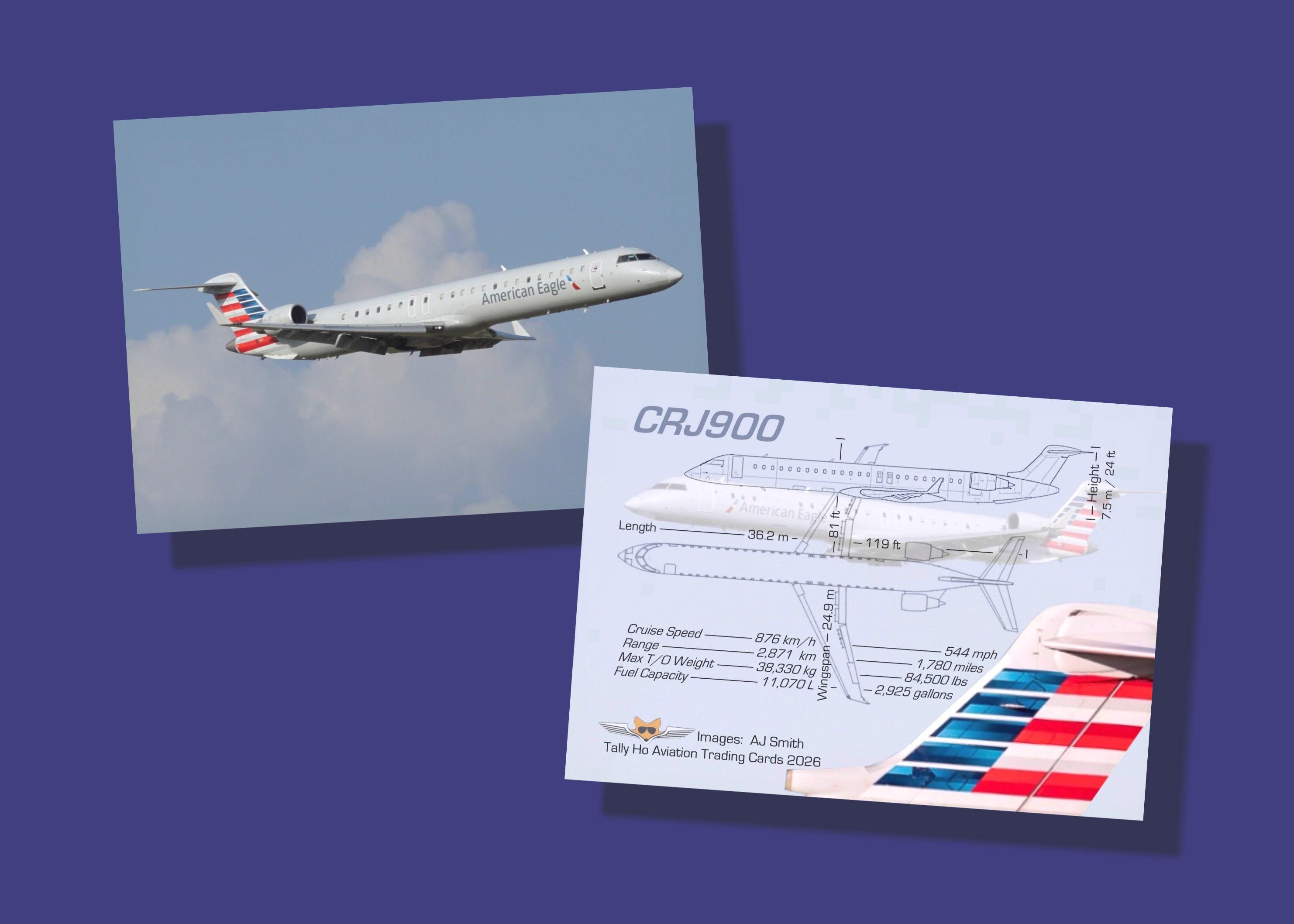American Eagle CRJ 900 Set of 25 Aviation Airplane Trading Cards