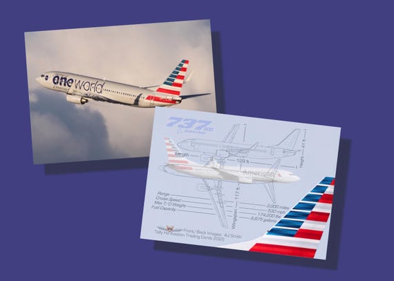 American Airlines Airplane Cards Boeing 737 Set - 70 Cards - Free