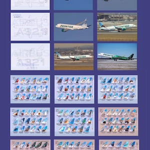 Frontier Fluglinien Luftfahrt Sammelkarten 9 Karten Fleet Set (2 Sets) Airbus - 2,5 "x 3,5" - Flugzeug Sammelkarten - KOSTENLOSER VERSAND