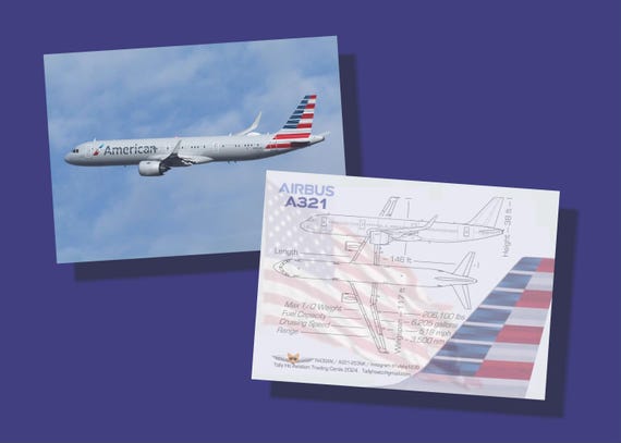 American Airlines Airbus A321 - Set of 50 Aviation Trading Cards