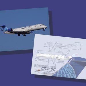 United Express / GoJet CRJ550 Set mit 25 Flugzeug-Sammelkarten - 2,5 "x 3,5" - Airliner-Sammlerkarte - KOSTENLOSER VERSAND