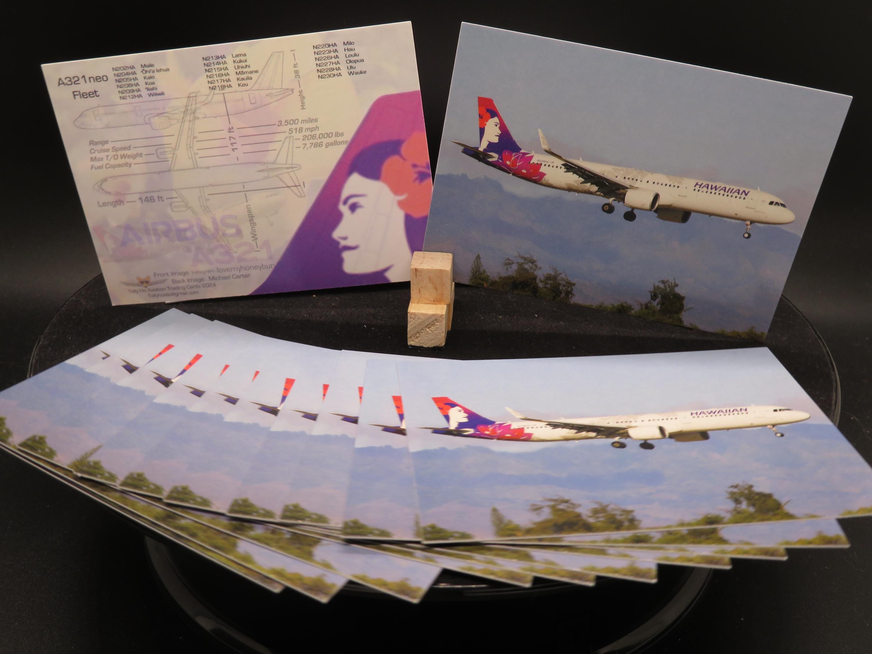 Hawaiian Airlines Airbus A321 Set of 25 Aviation Trading Cards