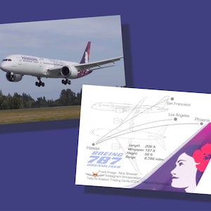 ハワイアン航空 ボーイング 787 航空トレーディングカード 25 枚セット - 2.5"x 3.5" - 飛行機コレクターカード - 送料無料