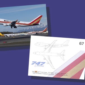 Ensemble de 25 cartes à collectionner aviation Kalitta Air 747-400F - 2,5 x 3,5 pouces - Carte de collection Avion