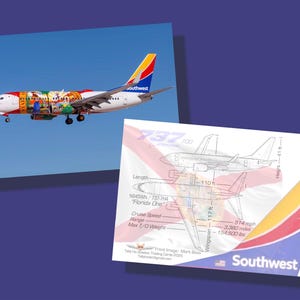 Southwest Fluglinien 737-700 Set mit 25 Flugzeug-Sammelkarten - "Florida One - 6,5 x 9 cm - Fluglinien-Sammelkarte - KOSTENLOSER VERSAND
