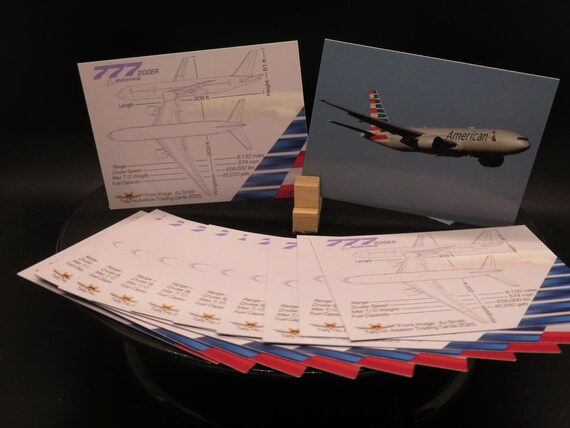 American Airlines Boeing 777 Set of 75 Aviation Trading Cards