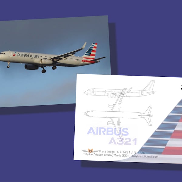 American Airlines Airbus A321 Set of 25 Aviation Trading Cards - 2.5"x 3.5" - Airliner Collector Card - FREE SHIPPING