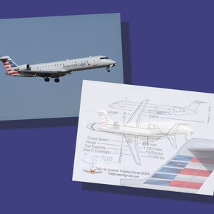 American Eagle CRJ 700 Set mit 25 Flugzeug Sammelkarten - 6,5 x 9 cm - Airliner Collector Card - KOSTENLOSER VERSAND
