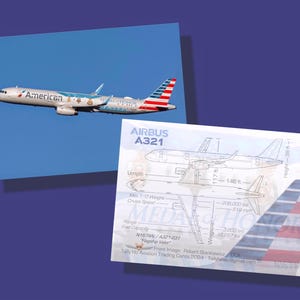 American Airlines Airbus A321 "Medal of Honor" - Set di 25 carte collezionabili di aviazione - 2,5"x 3,5" - Carta da collezione di aerei di linea - SPEDIZIONE GRATUITA