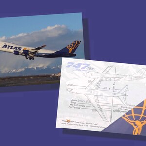 Cartas colecionáveis Atlas Air Boeing 747-400F - Conjunto de 50