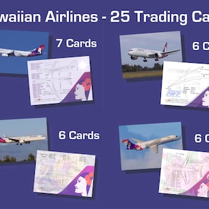 Hawaiian Fluglinien Satz von 25 Luftfahrt Sammelkarten - 2,5 "x 3,5" - Airliner Sammelkarte - KOSTENLOSER VERSAND