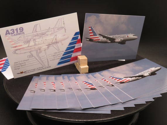 チケットロール １０本 まとめ売り　a319 American Airlines Airbus A319 - Set of 25 Aviation Trading Cards