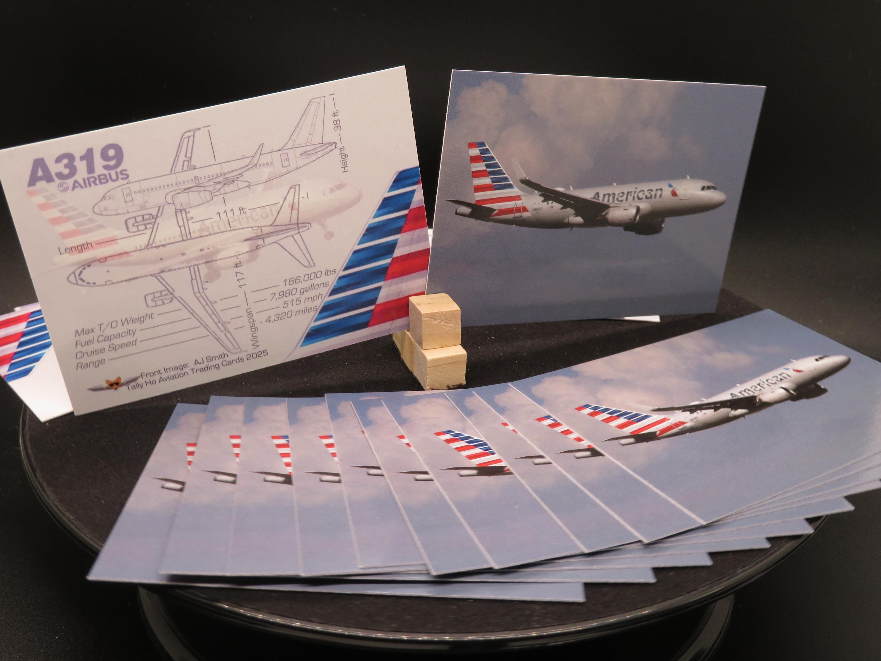 チケットロール １０本 まとめ売り　a319 American Airlines Airbus A319 - Set of 25 Aviation Trading Cards
