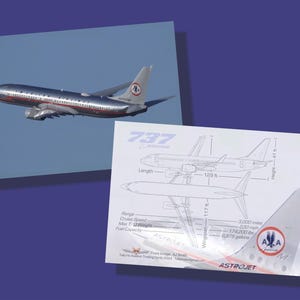 American Afghans Flugzeug 737-800 Astrojet Farben - Set von 25 Luftfahrt Sammelkarten - 6,5 x 9 cm - Flugzeug Sammler Karte - KOSTENLOSER VERSAND