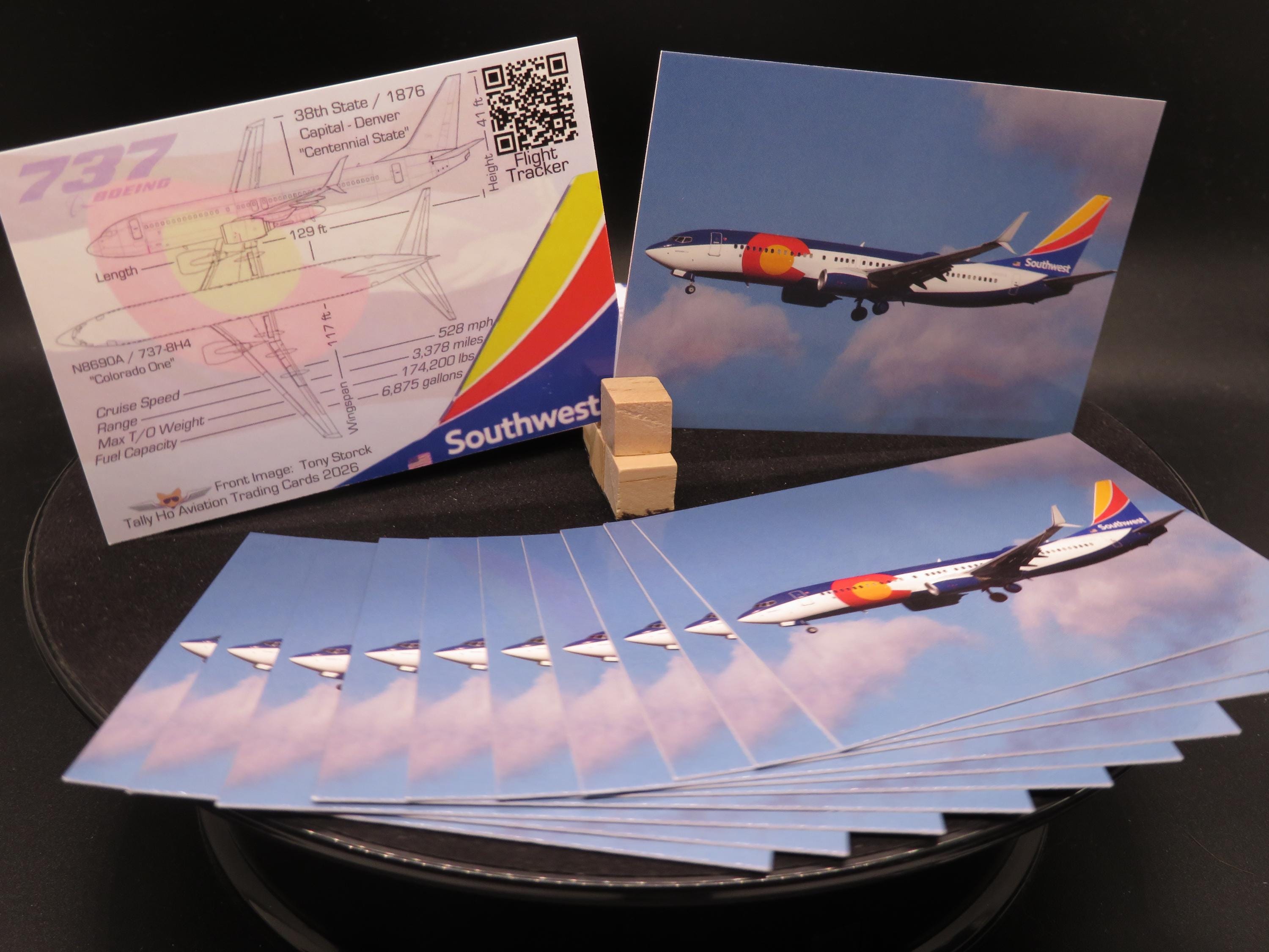Southwest Airlines 737-800 Set of 25 Airplane Trading Cards - 2.5