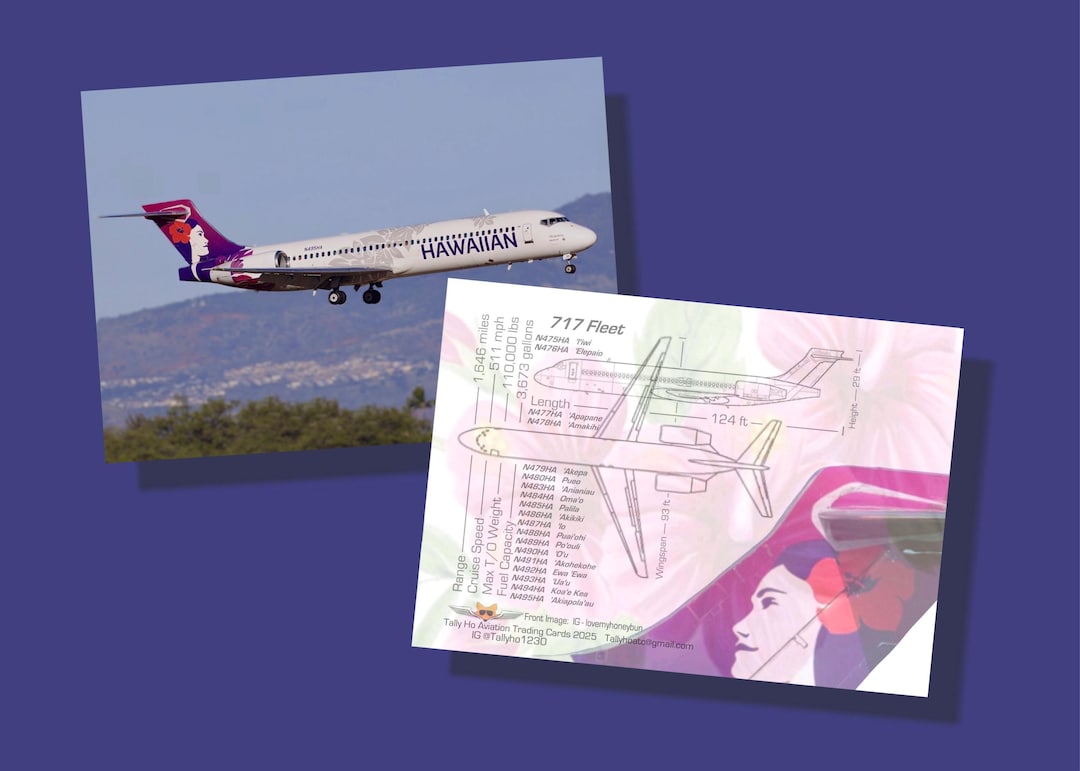 Hawaiian Airlines 717 Set of 25 Aviation Trading Cards - 2.5