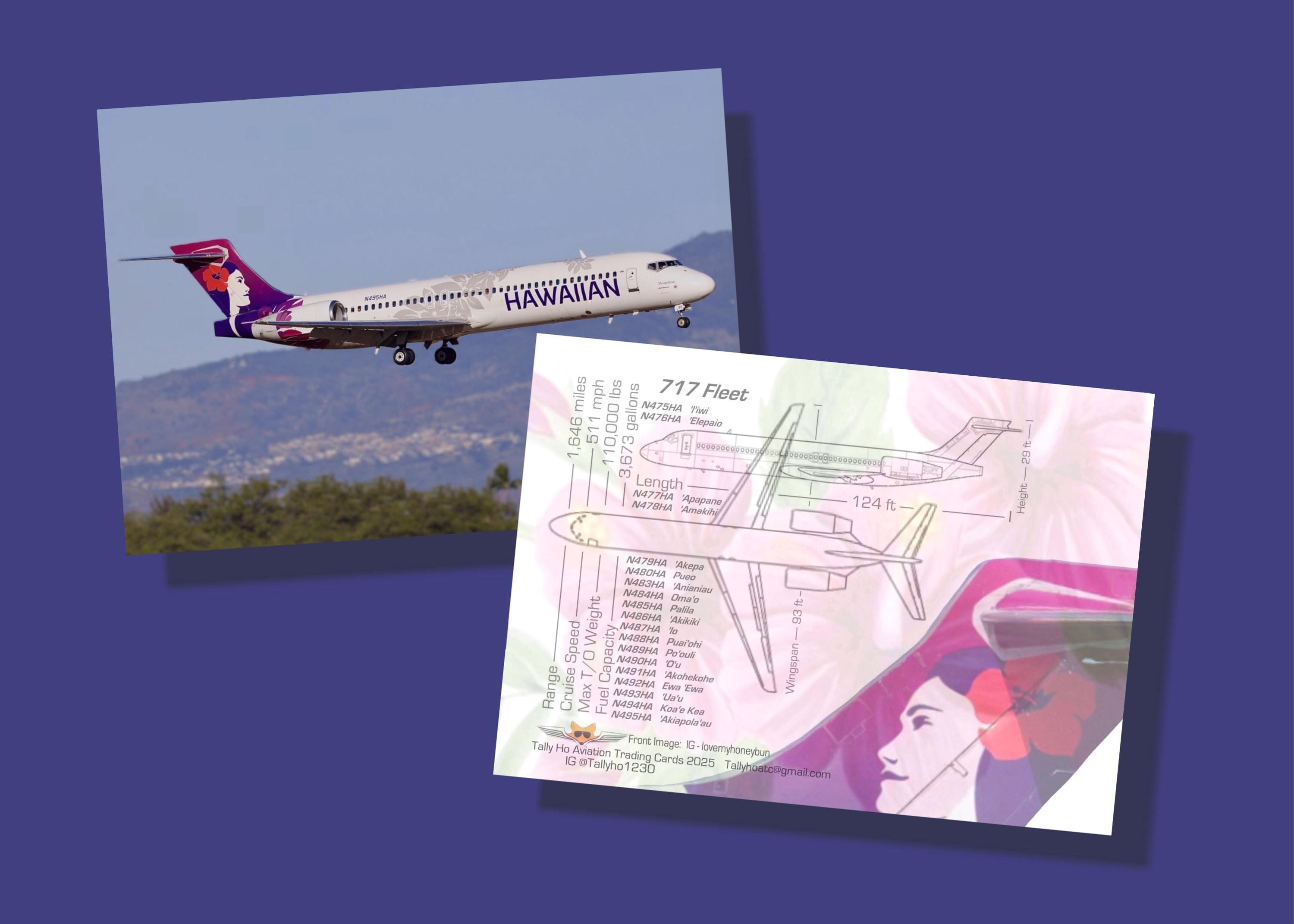 Hawaiian Airlines 717 Set of 25 Aviation Trading Cards - 2.5