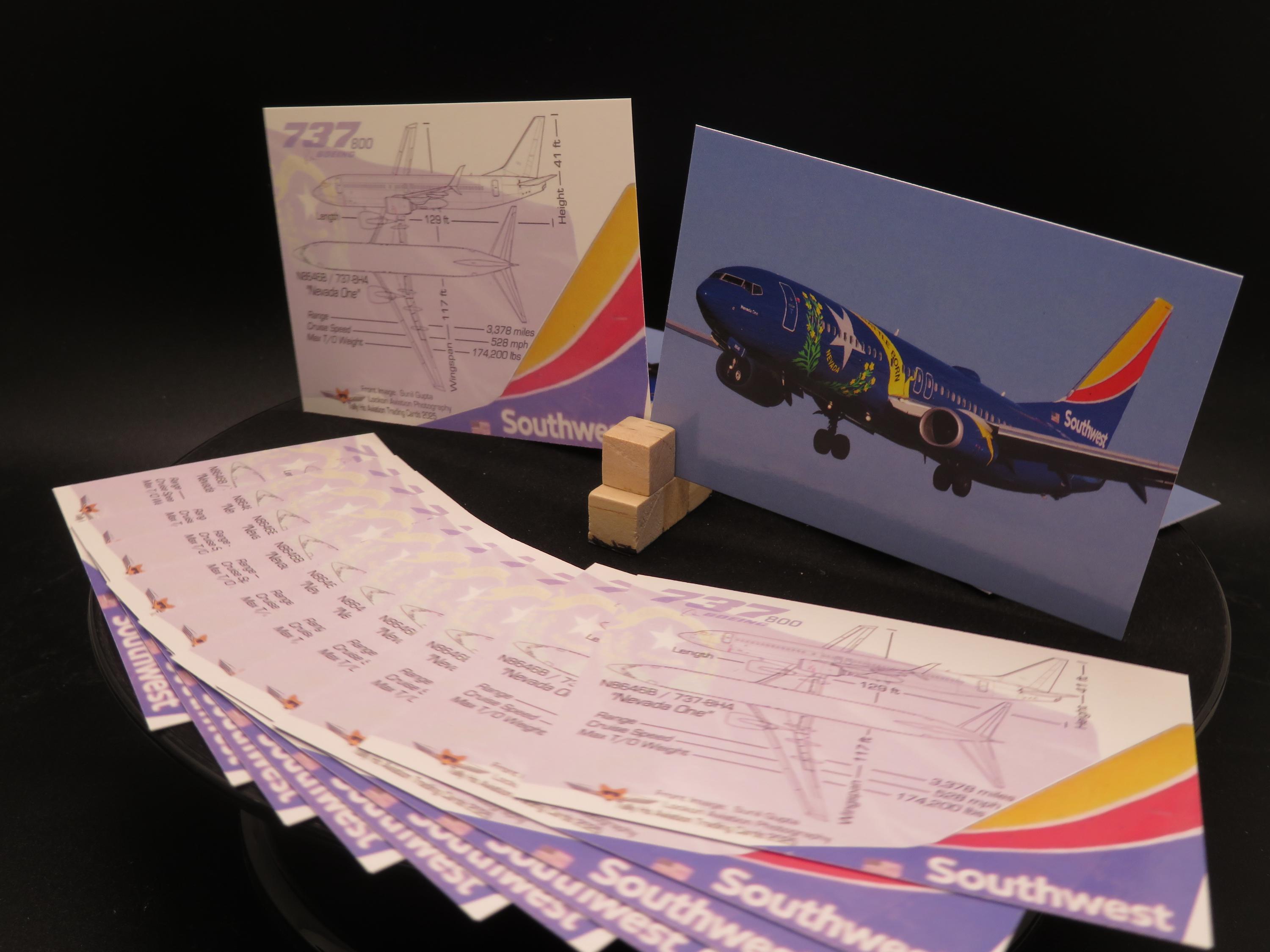 Southwest Airlines 737-800 Set of 25 Airplane Trading Cards - 2.5
