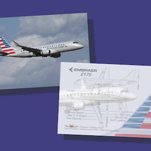 American Eagle ENVOY Embraer 170/175 Set of 25 Aviation Trading Cards - 2.5"x 3.5" - Airliner Collector Card