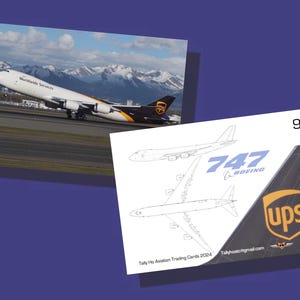 UPS 747-8F Set mit 25 Luftfahrt Sammelkarten - 2,5 "x 3,5" - Flugzeug Sammelkarte - KOSTENLOSER VERSAND