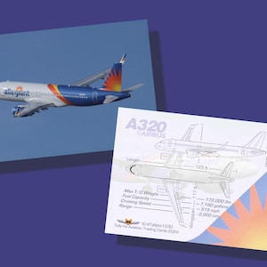 Allegiant Air Airbus A320 Set mit 25 Flugzeug-Sammelkarten - 6,5 x 9 cm - Flugzeug-Sammelkarte - KOSTENLOSER VERSAND