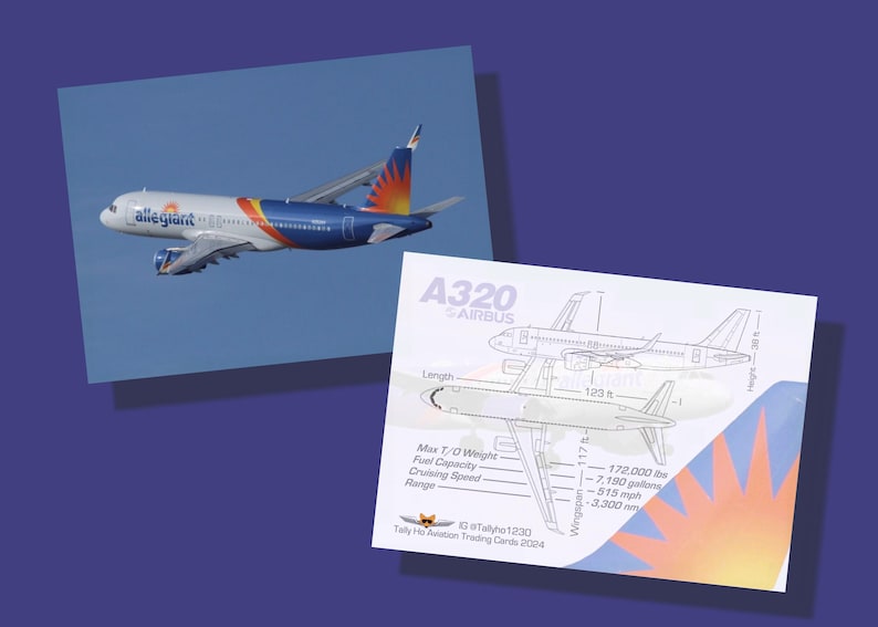 Allegiant Air Airbus A320 Set of 25 Airplane Trading Cards - 2.5