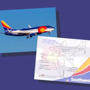 Juego de 25 tarjetas coleccionables de aviones 737-700 de Southwest Airlines: "Colorado One", 2,5" x 3,5", tarjeta coleccionable de aerolínea, ENVÍO GRATIS