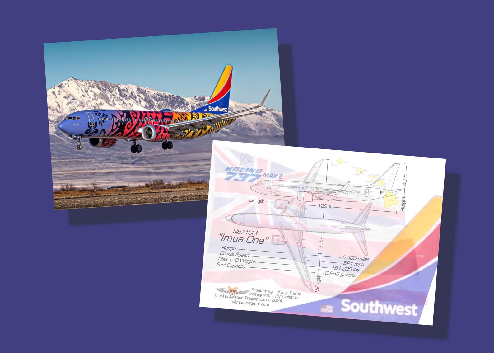 Southwest Airlines 737 Max 8 Set of 25 Airplane Trading Cards - 2.5"x 3 ...