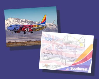 Southwest Airlines 737 Max 8 Set of 50 Airplane Trading Cards - 2.5"x 3.5" - Airplane Collector Card - "Imua One" Colors