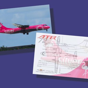 Silver Airways ATR 72 Conjunto de 25 cartões colecionáveis de aviões - 2,5" x 3,5" - Cartão colecionável de aviões - FRETE GRÁTIS