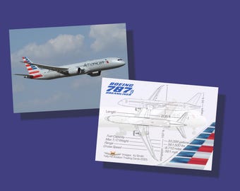 American Fluglinien Boeing 787-9 - Set von 25 Luftfahrt Sammelkarten - 2,5 "x 3,5" - Airliner Sammler Karte - KOSTENLOSER VERSAND