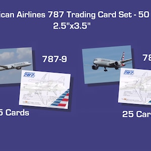American Fluglinien Boeing 787 8 und 9 - Set mit 50 Luftfahrt Sammelkarten - 2,5 "x 3,5" - Airliner Sammler Karte - KOSTENLOSER VERSAND