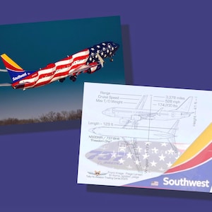 Southwest Avs 737-800 Set mit 25 Flugzeug-Sammelkarten - 2,5 "x 3,5" - Flugzeugsammelkarte - ""Freedom One""