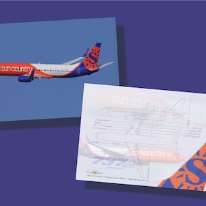 Sun Country Fluglinien Boeing 737-800 Satz von 25 Luftfahrt Sammelkarten - 2,5 "x 3,5" - Airliner Collector Card - KOSTENLOSER VERSAND