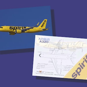 Spirit Fluglinien Airbus A320 Set mit 25 Luftfahrt Sammelkarten - 2,5 "x 3,5" - Airliner-Sammlerkarte