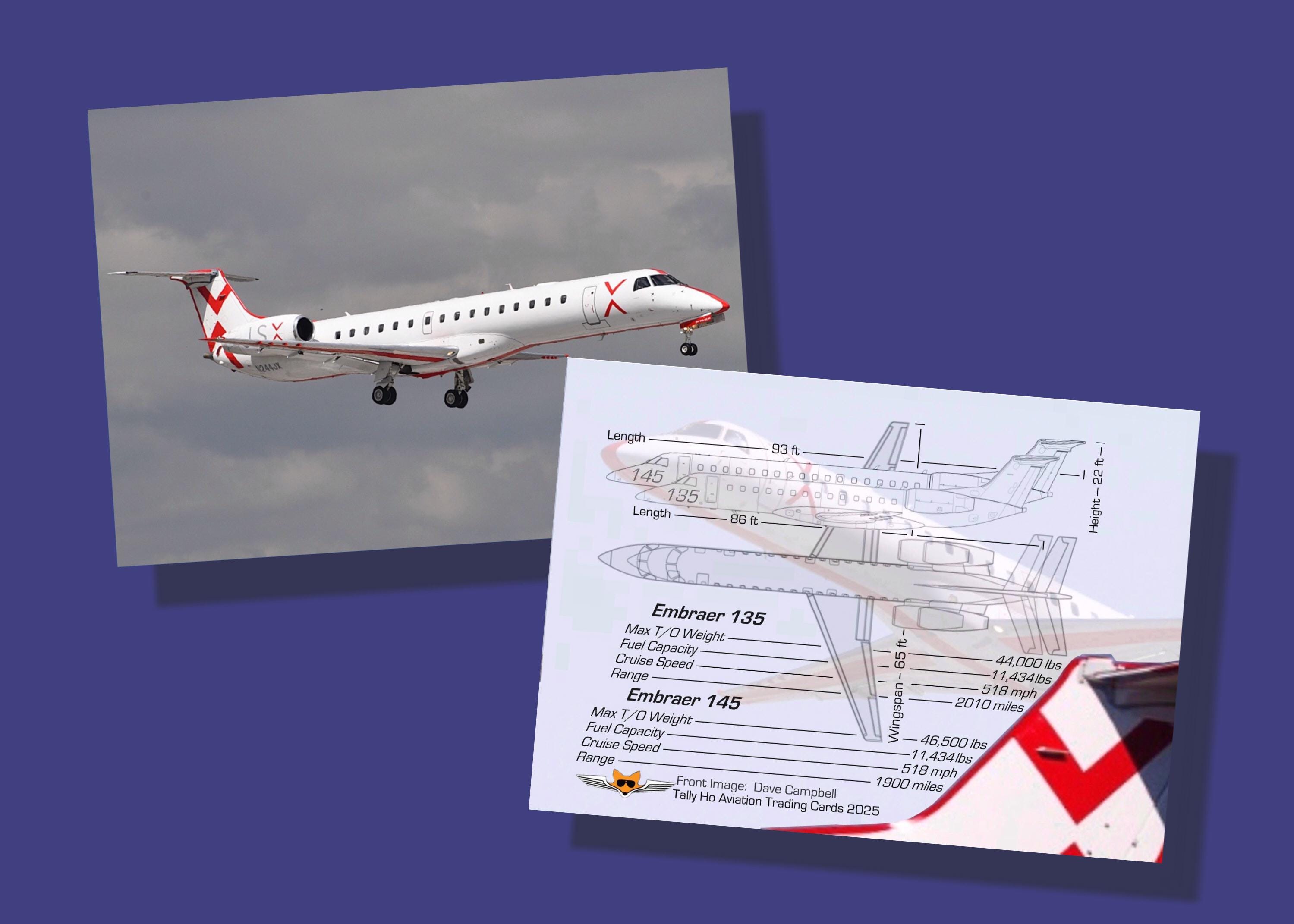 JSX Jet Suitex E135/E145 - Set of 25 Aviation Trading Cards - 2.5