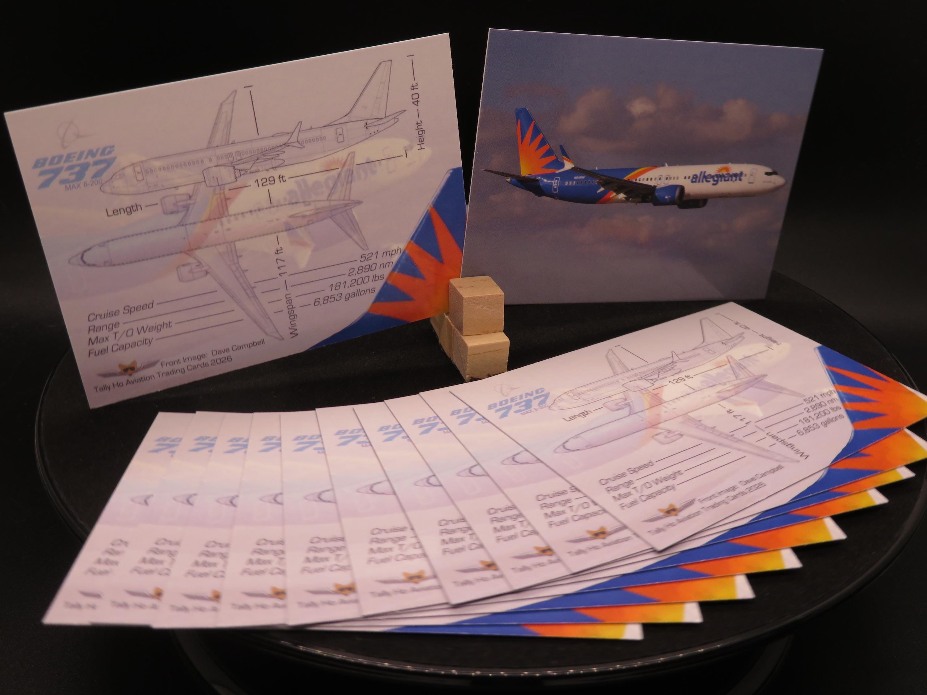 Allegiant Air Boeing 737 MAX 8-200 Set of 25 Airplane Trading Cards - 2.5