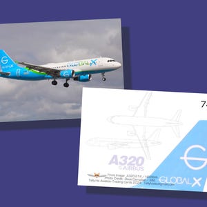 Global X Airlines Airbus A320 Set of 25 Aviation Trading Cards - 2.5"x 3.5" - Airliner / Airplane Collector Card - FREE SHIPPING