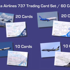Alaska Fluglinien Boeing 737 Kartenset mit 60 Sammelkarten - 2,5 "x 3,5" - Airliner Collector Card - KOSTENLOSER VERSAND