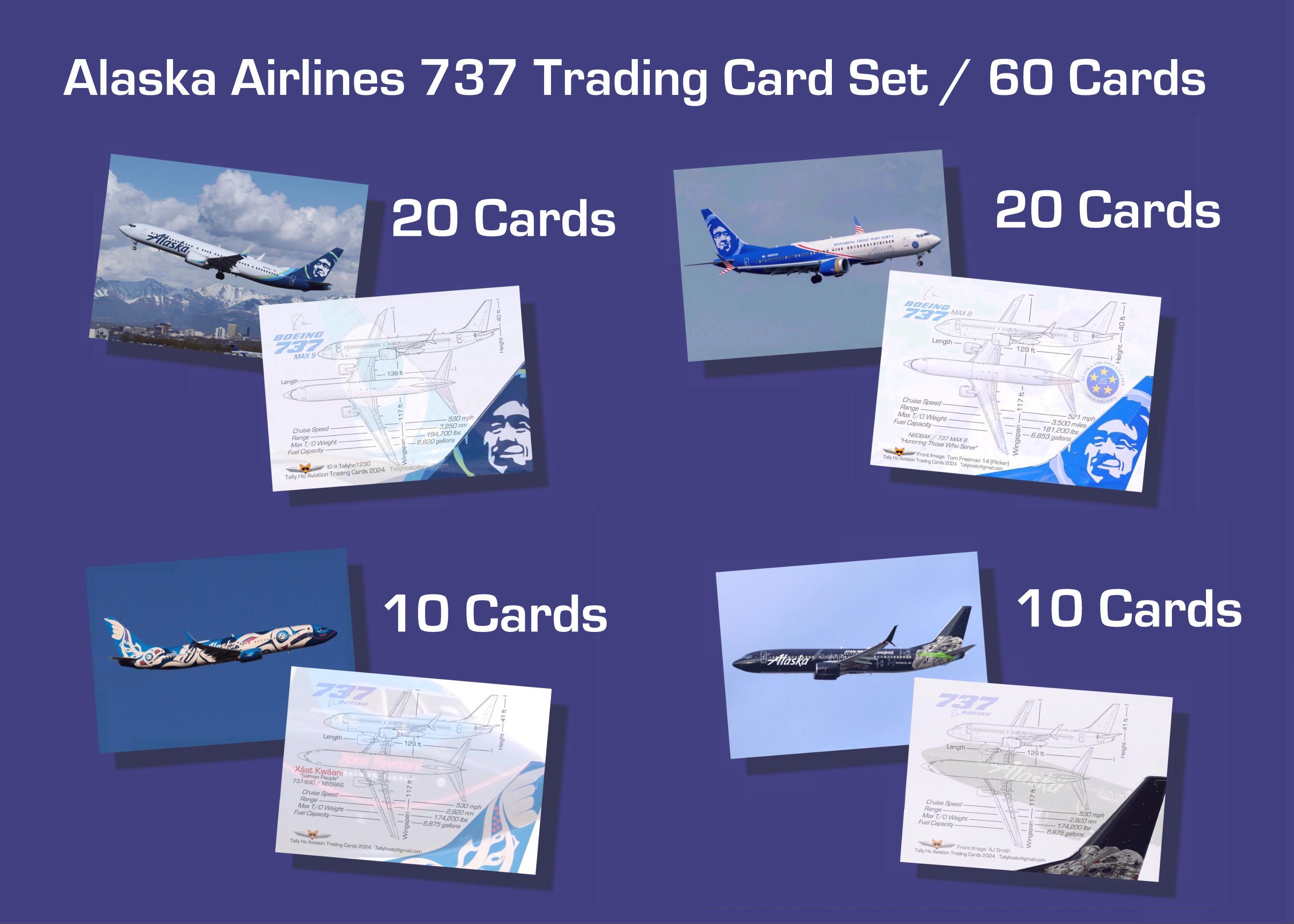 Alaska Airlines Boeing 737 Card Set of 60 Aviation Trading Cards - 2.5"x  3.5" - Airliner Collector Card - FREE SHIPPING - Etsy