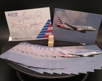 チケットロール １０本 まとめ売り　a319 American Airlines Airbus A319 - Set of 25 Aviation Trading Cards